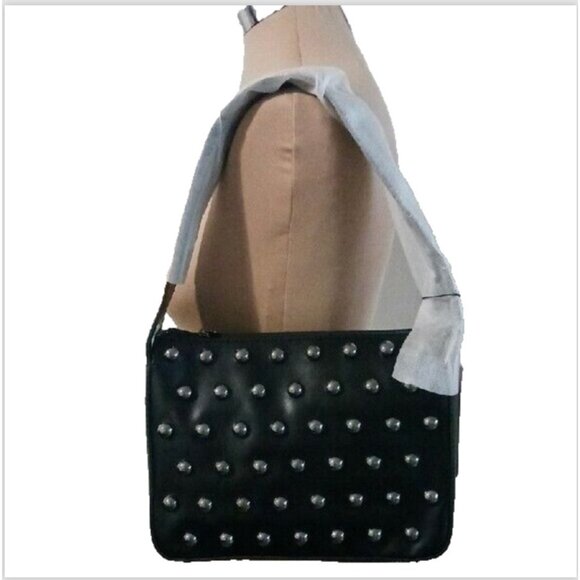 BCBGENERATION Novel Studded Shoulder Hobo HandBag Fx. Leather Black - Picture 3 of 12